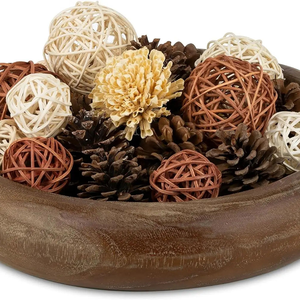 Plateau de service rond en bois de paulownia de couleur naturelle, sculpté à la main, décoration d'intérieur classique Guansen - Product Image 3
