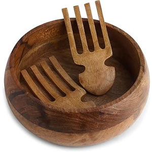Juego de Ensaladera de Madera de Mango Hecha a Mano con Utensilios para Servir, Ensaladera Grande de Madera Ecológica con Diseño Impreso Único - Product Image 2