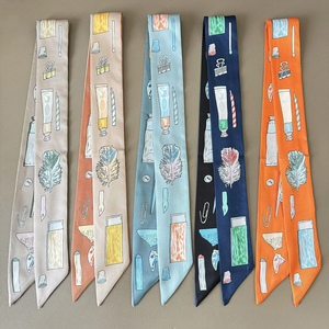 Ruban en soie sergé 90*5cm, style coréen, très tendance, luxueux, pour femmes, idéal pour la décoration, comme écharpe longue ou pour attacher les sacs - Product Image 1