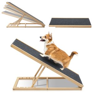 Rampa per Animali Domestici in Legno Massello Pieghevole e Regolabile in Altezza per Cani Piccoli e Grandi, Accesso a SUV, Camion, Letto/Divano - Product Image 1