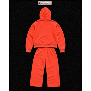 Conjunto de chándal con detalles de coral para hombre, sudadera con capucha y cremallera completa y pantalones, ropa casual de calle, traje de jogging, ropa deportiva premium personalizada al por mayor - Product Image 6
