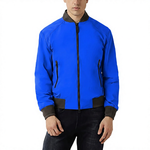<b>Men's</b> Solid Color <b>Jacket</b> Polyester Windproof Stand Collar Zipper Closure Casual Autumn Wear - Product Image 4