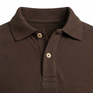 Polo en piqué à manches courtes pour homme, couleur marron, coupe classique, tricot uni, design décontracté - Product Image 4