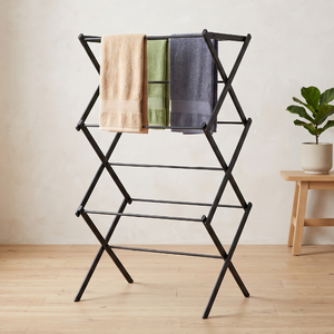 Foldable Metal Three-Layer <b>Standing</b> Type Bathroom Minimalist Design Rust Resistant Carbon Steel Construction Clothing Organizer - Product Image 2