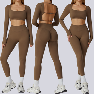 Conjuntos Deportivos de Yoga para Mujer, Ropa Deportiva sin Costuras para Otoño, Trajes Elásticos para Gimnasio y Ejercicio, Personalizables - Product Image 4