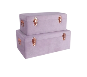 Lilac Fabric Storage Trunk <b>Box</b> Rectangle Lidded Stackable Medium Capacity Vintage Style Home Organization <b>Box</b> Trunk For Wedding - Product Image 1