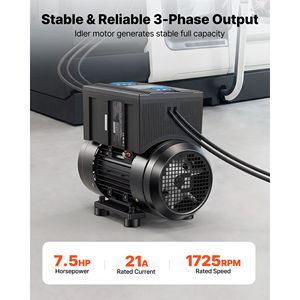 Convertitore Rotativo Monofase/Trifase 7.5HP 21A 208-240V, Espandibile ad Alta Potenza 220VAC, Convertitore di Fase Rotativo Input/Output 21A - Product Image 2