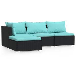 Ensemble de salon de jardin noir avec coussins aqua, ensemble de canapés confortables pour la vie en plein air - Product Image 2