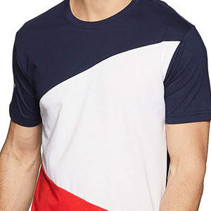 Camiseta de Manga Corta para Hombre, con Bloques de Color y Diseño Geométrico, Cuello Redondo, Estilo Casual Tejido - Product Image 5