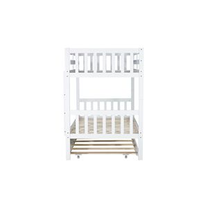 Letto a Castello Convertibile in Legno di Gomma con Letto Estraibile, Letti per Bambini con Scala di Sicurezza, Convertibile in Letti Singoli - Product Image 5