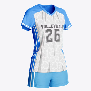 Maillot de volley-ball pour femmes à motif hexagonal bleu et blanc, respirant, pour les matchs d'équipe - Product Image 4