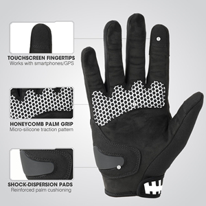 Guantes de Carreras de Dedo Completo, Material Transpirable, Diseño Antideslizante para Ciclismo y Motociclismo, Cierre de Gancho y Bucle - Product Image 2
