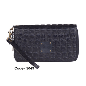 Long Genuine Leather Clutch RFID Compartment Traveling Organizer ID Card Holder <b>Wristlet</b> Crocodile Print Wholesale Factory Price - Product Image 6