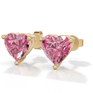 Bijoux Heerani, saphir rose certifié IGI, argent sterling 925, 1,9 g, plaqué or classique, tendance, forme cœur, serti griffe - Product Image 2