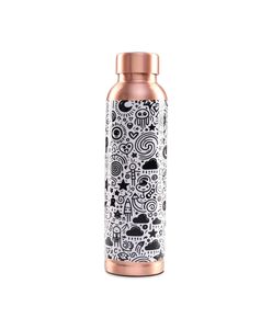 <b>Copper</b> Yoga Ayurveda Indian Handicraft Decorative Eco-Friendly Water Bottle with Lid <b>Screw</b>-On Cap Dishwasher Safe - Product Image 3