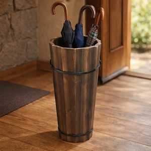 Porte-parapluie et panier de rangement pour bâtons et cannes en bambou et rotin naturel, artisanal, avec fil tressé courbé, pour entrée, vente en gros - Product Image 4