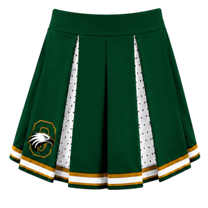 Jupe plissée de cheerleading pour femme, vert forêt et or blanc, taille haute, pour performance sportive, danse et uniforme de cheerleading - Product Image 1