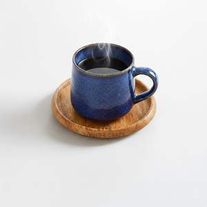 Taza y Platillo de Café de Madera de Acacia Natural |   Plato Redondo Pequeño de Madera para Servir Postres y Té |   Vajilla Ecológica al por Mayor - Product Image 1
