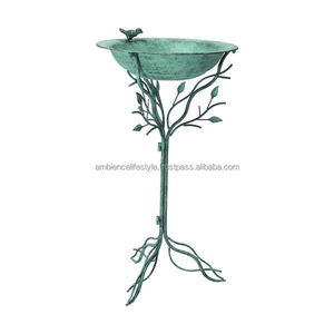 Bain d'oiseaux en métal grande capacité, bassin d'eau extérieur pour jardin, résistant à la rouille, en fer, pièce décorative élégante - Product Image 5