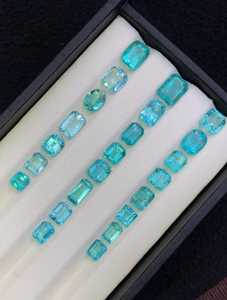 พลอยอะพาไทต์สีพาราอิบาธรรมชาติ สีน้ำเงินอมเขียว ทรงเหลี่ยม รูปทรงต่างๆ สำหรับทำเครื่องประดับ - Product Image 4