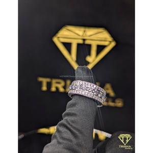 Luxury Full Iced Moissanite Diamond <b>Ring</b> in 925 Sterling <b>Silver</b> Hip Hop Statement Band for <b>Men</b> and Women By Trisha Jewels - Product Image 2