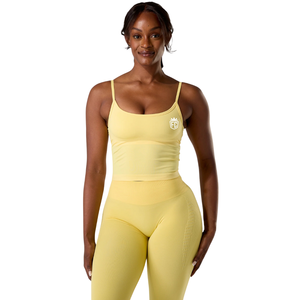 Débardeur léger jaune pour femme, coupe ajustée extensible, idéal pour le yoga, la gym et l'entraînement, haut de performance pour le sport - Product Image 1