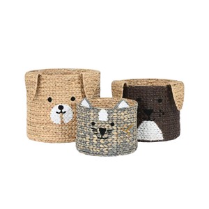 Medium Cute Brown Puppy Water Hyacinth <b>Basket</b> Woven Decorative <b>Toy</b> <b>Storage</b> Bin Kids Dog Clothes <b>Basket</b> Boho - Product Image 3