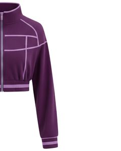 Veste polaire courte zippée violette personnalisée pour femme, sweat-shirt court décontracté à manches longues, streetwear, vêtements de sport, fournisseur OEM - Product Image 4