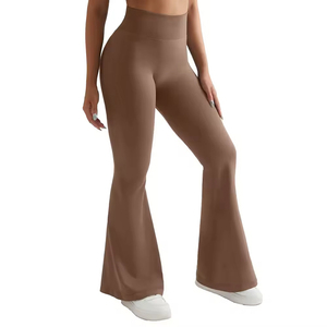 Women's Trendy Flare Pants with Mid Waist Regular Fit 100% Polyester Anti-Pilling for Autumn Season - Product Image 1