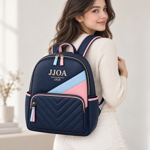 กระเป๋าเป้หนังเทียม JJOA Jack Jill America สีน้ำเงินกรมท่า แบบขายส่ง รับทำตามสั่ง สำหรับปักลายเย็บติด ใช้สำหรับไปโรงเรียนหรือเดินทาง - Product Image 3