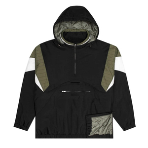 Blouson universitaire en nylon pour homme, style rétro années 80-90, avec broderie patchwork personnalisée, manches classiques, capuche en tissu peigné et fermeture frontale. - Product Image 3