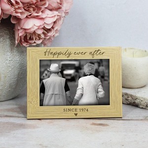 Elegant Wooden Photo <b>Frame</b> Rectangular Handmade Tabletop Horizontal Engraved The Day You Said Yes 20.07.2023 - Product Image 5
