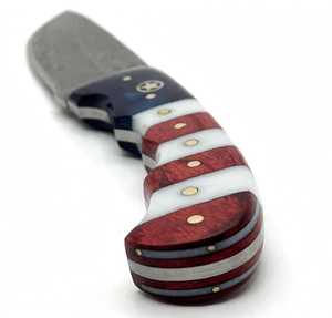 Cuchillo hecho a mano con hoja de acero de Damasco y mango de hueso de camello, tipo Drop Point, para uso general. - Product Image 2