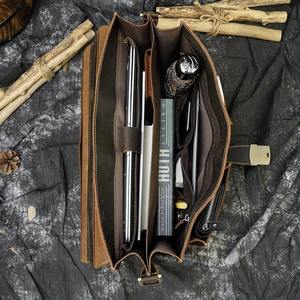 Bolso de Mano Tipo Tote Vintage de Gran Capacidad, Maletín para Portátil de Oficina de 14 Pulgadas, Cuero Genuino para Hombre, LLB-0352 - Product Image 5