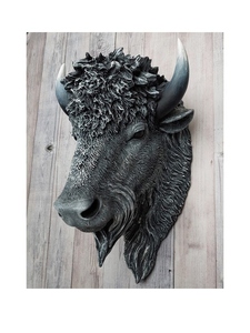 Tête de buffle en aluminium, décoration murale artistique avec design extravagant, ensemble multi-pièces - Product Image 5