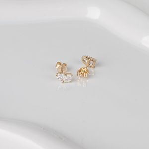 Lab Grown 0.50 CT Each Pear & Emerald Cut Diamond Toi Et Moi <b>Stud</b> <b>Earrings</b> 18k Yellow Gold <b>Fine</b> Wedding Collation For Bride - Product Image 2