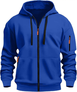 Sudadera con Capucha y Cierre para Hombre, Color Verde Oliva, Corte Regular, Estilo Casual, Color Sólido, Tela French Terry, Manga Larga, Diseño con Bolsillos, Otoño - Product Image 3