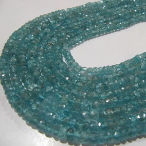 Perles d'apatite bleu ciel naturel, facettées, rondes, 3 mm, brin de 13 pouces de long - Product Image 2