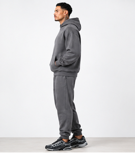 Men's <b>Grey</b> Hooded Tracksuit <b>Set</b> Casual Sportswear Jogger Hoodie Matching <b>Set</b> - Product Image 1