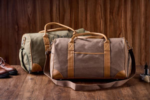 Sac de voyage en cuir et toile à fermeture éclair, personnalisable avec logo, imperméable, sac de week-end LCTB-0083 - Product Image 2