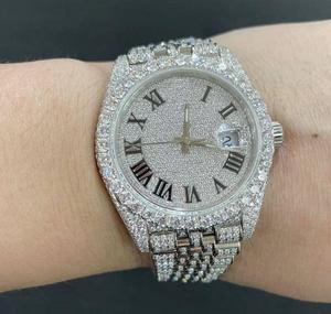 Reloj de Cuarzo con Diamantes Moissanite VVS de Lujo y Alta Calidad, Completamente Cubierto de Piedras, en Acero Inoxidable, Resistente al Agua 10m, Ideal para Fiestas, Bodas y Regalos - Product Image 1