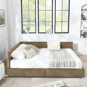 <b>Queen</b> <b>Size</b> Storage Tufted <b>Bed</b> <b>Frame</b> with Comfortable Backrest Armrests Up-Holstered <b>Queen</b> <b>Size</b> <b>Bed</b> with Durable Wood <b>Frame</b> - Product Image 3