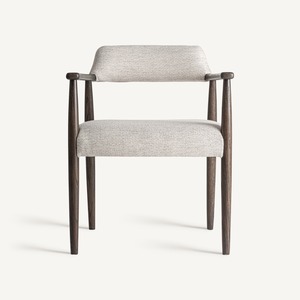 Elegante Silla de Comedor Nórdica con Asiento Tapizado en Bouclé, Estructura de Madera Maciza, Silla de Diseño Moderno para el Hogar - Product Image 1