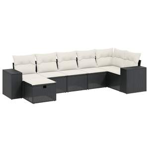 Conjunto de Sofás Modulares de Jardín en Poliratán Negro y Acero, Asientos Exteriores Elegantes y Sencillos - Product Image 2