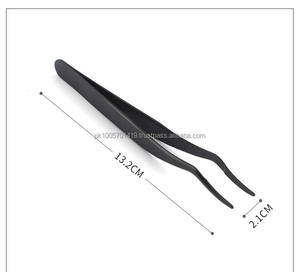Pinzas de pestañas inclinadas de 5 colores personalizadas Herramientas de extensión de pestañas de acero inoxidable con puntas puntiagudas para pestañas - Product Image 3