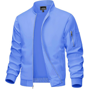 Blouson bomber vert olive pour homme, fermeture éclair, col montant, coupe décontractée, coupe-vent, vêtement d'extérieur pour l'automne, coupe régulière - Product Image 5
