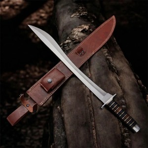 Cuchillo de Caza de Hoja Fija DIY OEM de Alta Calidad, Hoja de Acero Inoxidable con Punta Caída, Mango de Madera, Funda de Cuero, Cuchillo para Acampar al Aire Libre - Product Image 1