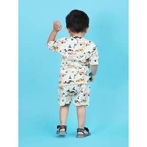 Polka Tots Half Sleeves Racing car Print Shirt Shorts-Verde claro - Product Image 2