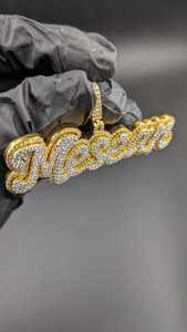 Colgante de Letra con Incrustaciones de Moissanita, Chapado en Rodio, Estilo Hip Hop, Unisex, para Uso Diario - Product Image 2