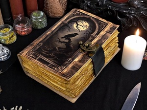 Handmade Raven Grimoire Leather Journal Vintage Gothic Pagan Spell Book of Shadows 200 Sheets Sewing Bound <b>Witchy</b> <b>Gift</b> - Product Image 4